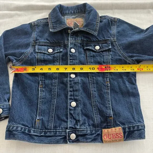 Vintage 90s Guess denim jacket youth size 7 100% cotton jean jacket - Picture 7 of 7